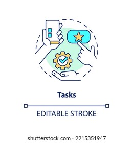 Tasks concept icon. Attainable objectives. Assignment list. Usability testing goals abstract idea thin line illustration. Isolated outline drawing. Editable stroke. Arial, Myriad Pro-Bold fonts used