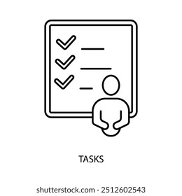 Icono de línea de concepto de tareas. Ilustración de elementos simples. diseño de símbolos de esquema de concepto de tareas.