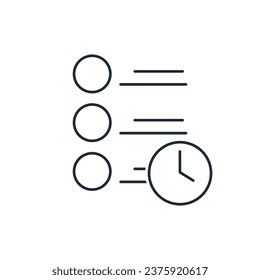 Tasks and execution time. Vector linear icon isolated on white background.