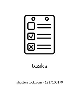 tasks icon. Trendy modern flat linear vector tasks icon on white background from thin line collection, outline vector illustration