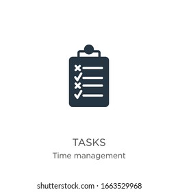 Tasks icon vector. Trendy flat tasks icon from time management collection isolated on white background. Vector illustration can be used for web and mobile graphic design, logo, eps10