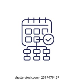 tasks line icon with a calendar, schedule