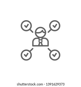 Tasks man mark outline icon. Elements of Business illustration line icon. Signs and symbols can be used for web, logo, mobile app, UI, UX