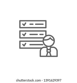 Tasks man outline icon. Elements of Business illustration line icon. Signs and symbols can be used for web, logo, mobile app, UI, UX