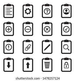 Tasks And Notes Icons. Black Flat Design. Vector Illustration.