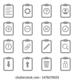 Tasks And Notes Icons. Gray Flat Design. Vector Illustration.