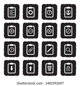 Tasks And Notes Icons. Grunge Black Flat Design. Vector Illustration.