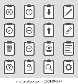 Tasks And Notes Icons. Sticker Design. Vector Illustration.