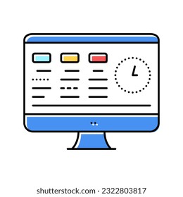 tasks on computer screen color icon vector. tasks on computer screen sign. isolated symbol illustration