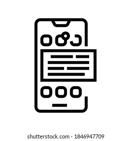 tasks on phone display line icon vector. tasks on phone display sign. isolated contour symbol black illustration
