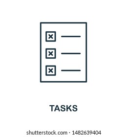 Tasks outline icon. Thin style design from startup icons collection. Creativetasks icon for web design, apps, software, print usage.