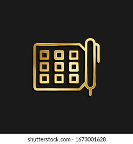 tasks, todo gold icon. Vector illustration of golden dark background