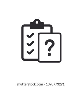 Tasks - vector icon. Clipboard. Profile icon. Clipboard icon. Task done. Signed approved document icon. Project completed. Document. Question mark symbol. Office documents. Unknown file. 