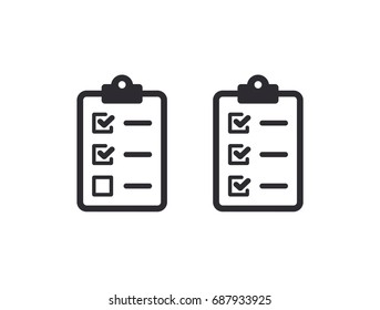 Tasks. Vector icon. Clipboard - vector icon. Clipboard icon. Task done. Signed approved document icon. Project completed. Check Mark sign. Worksheet sign. Vector illustration.
