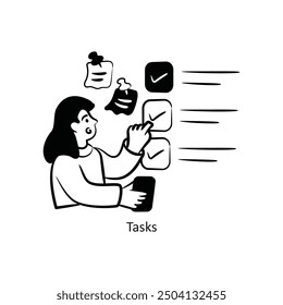 Tasks vector outlineStyle Design Vector Stock illustration. 