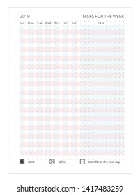 TASKS FOR THE WEEK. week organizer. Bullet journal, your mood. Habit tracker template.