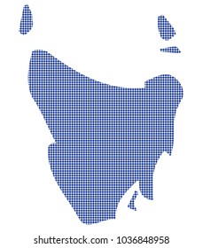 A Tasmania Australia dot map in blue isolated on a white background