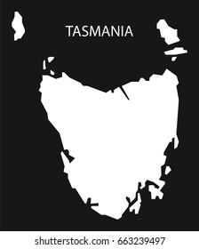 Tasmania Australia map black inverted silhouette illustration