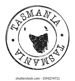 Tasmania Australia Map Postmark. Silhouette Postal Passport. Stamp Round Vector Icon. Vintage Postage Design.