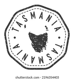 Tasmania, Australia Map Stamp Retro Postmark. Silhouette Postal Passport. Seal Round Vector Icon. Badge Vintage Postage Design.