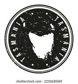 Tasmania, Australia Stamp Travel Passport. Design Retro Symbol Country. Old Vintage Postmark.