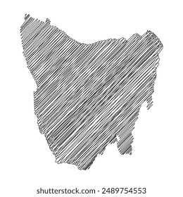 Tasmania Australia states thread map line vector illustration