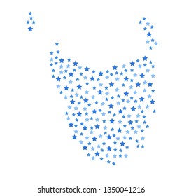 Tasmania Australian state map background with blue stars of different sizes vector illustration eps
