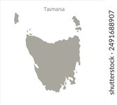 Tasmania flat simple silhouette map. Easy to edit and recolor.