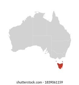 Tasmania Highlighted on Australia Map Eps 10