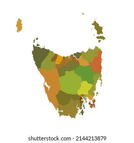 Tasmania map vector silhouette illustration isolated on white background. Part of Australian continent territory symbol. Country in Australia, United Kingdom in Oceania. Commonwealth.