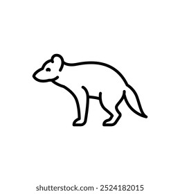 Ilustração da linha preta do demônio da Tasmânia. Animais da Austrália. Traçado editável.
