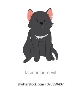 Tasmanian devil. Cartoon character. Australian endemic. Zoo illustration. Wild animal.