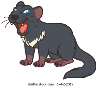 Tasmanian devil, cute cartoon style, vector digital illustration of Australia, marsupial animal.