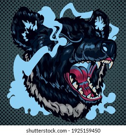 Tasmanian devil glowing blue vector pop-art.	