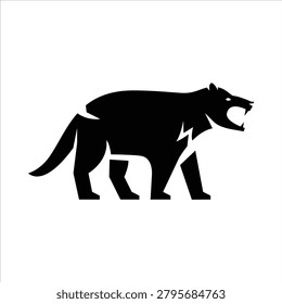 Tasmanian Devil glyph icon. Tasmanian Devil side view illustration.