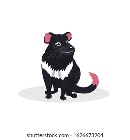 tasmanian devil icon cartoon endangered wild australian animal symbol wildlife species fauna concept flat vector illustration