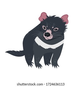 Demonio de Tasmania aislado en un fondo blanco. Gráficos vectoriales.