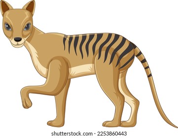 Tasmanian tiger extinct animal vector illustration