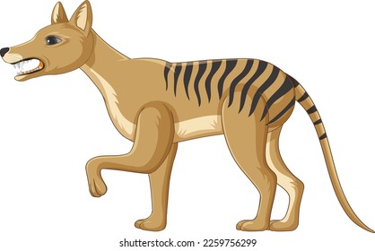 Tasmanian tiger extinct animal vector illustration