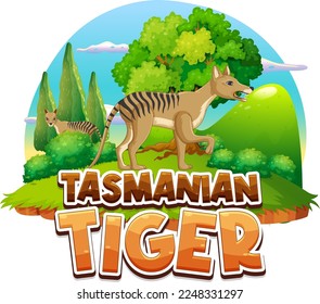 Tasmanian tiger extinction animal illustration