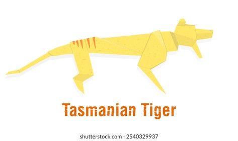 Tasmanian Tiger (Thylacine) origami. Vector illustration.