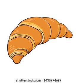 Tasry croissant. Hand drawn vector illustration isolated on white background