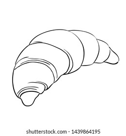 Tasry croissant. Hand drawn vector illustration isolated on white background