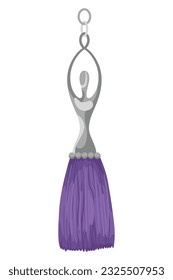 Tassel fringe accessory icon. Leather trinket, handbag embelishments or fashion key chain. Textile zipper. Isolated vector illustration symbol