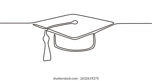 Tassel graduação que linha contínua. Sucesso educacional, vitória acadêmica. Conquista escola completa alegria.