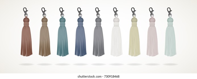 Tassel handbag accessories illustration template braided woven leather hardware
