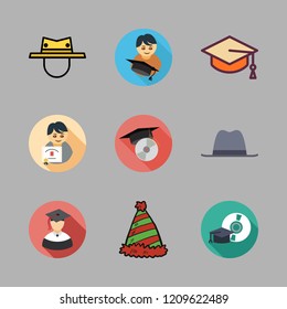 tassel icon set. vector set about mortarboard, hat, graduate and graduation icons set.