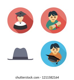tassel icon set. vector set about graduate and hat icons set.