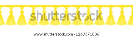 Tassel pattern. Fringe border. Trim. Sewing. Trendy fashion design. Sketch. Clothes decoration. Ethnic.