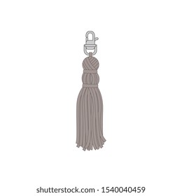 Tassel textile yarn trim element single icon doodle cartoon vector illustration isolated on background. Threads embellishment for invitation cards and flyers design.